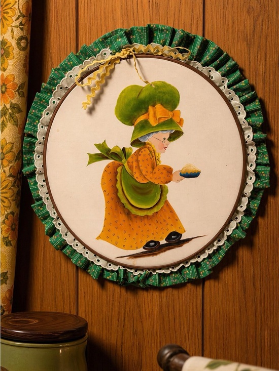 Other - Vintage 70's Home Art Plaque in Green and Orange